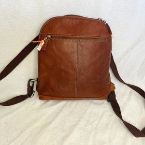 Jack Georges Brown Buffalo Leather Small Voyager Convertible Backpack